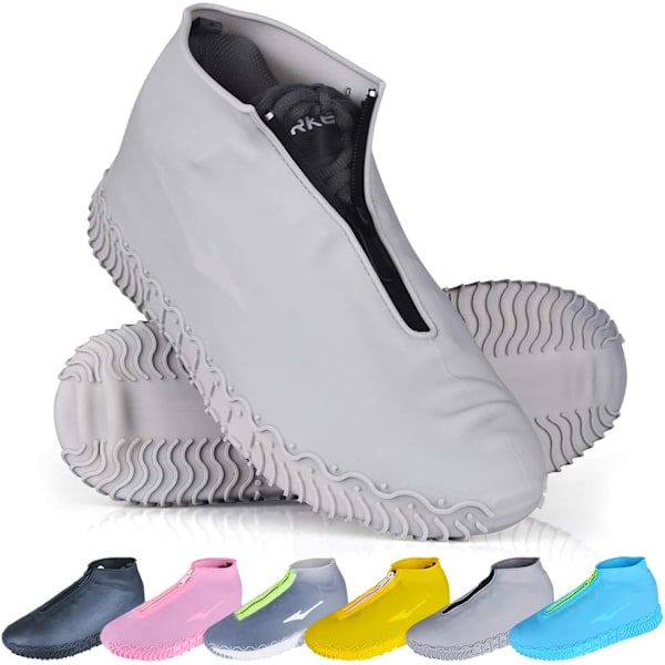 Vedenpitävät kengänsuojukset, uudelleenkäytettävät, liukumattomat sadekengänsuojukset lapsille, miehille ja naisille Grey XL