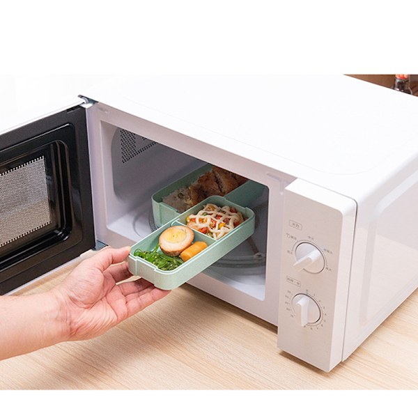 Bento Lunchbox för Vuxna, Stapelbar, 3-i-1 Fack green