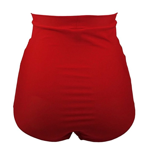 Dame Ruched Høytaljet Bikinitruse Retro Vintage Svøm red L