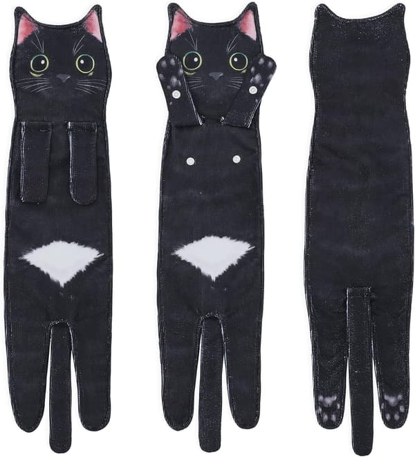Sjov Kat Håndklæde til Køkken og Badeværelse Black cat