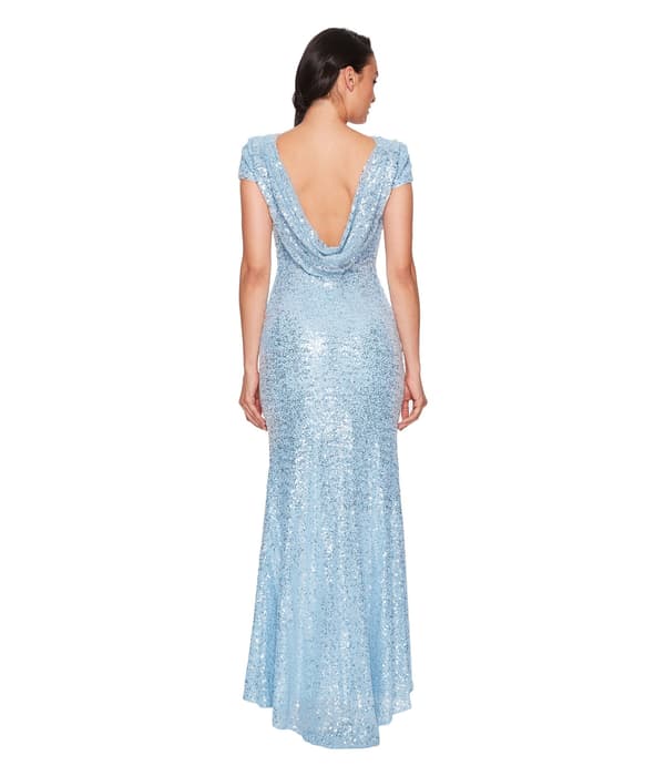 Dam Elegant Maxiklänning med rygglös paljett Blue S