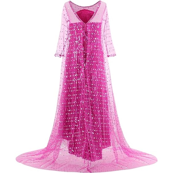 Girl's Snow Queen kostym Princess Sequin Dress Up med tillbehör Purple 100