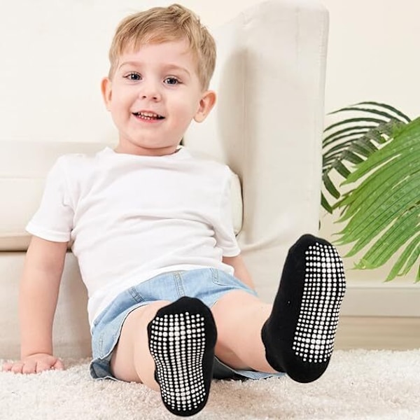 Baby Halkfria Ankelstrumpor med Halkskyddssulor för Spädbarn och Småbarn E-6PCS S
