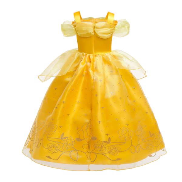 Prinsessan Pukeutumismekko Tytöille Cosplay-asuja Juhliin Lapsille Olkapäältä Yellow 130cm