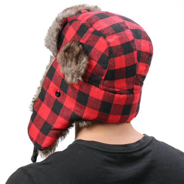 Buffalo Plaid Aviator Pelslue Bomberhatt Red