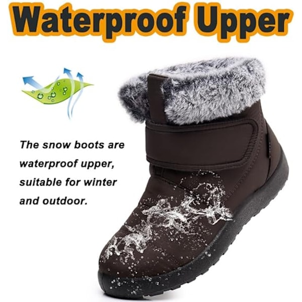 Damskor Snöskor Vinter Pälsfodrade Ankelboots Brown 41