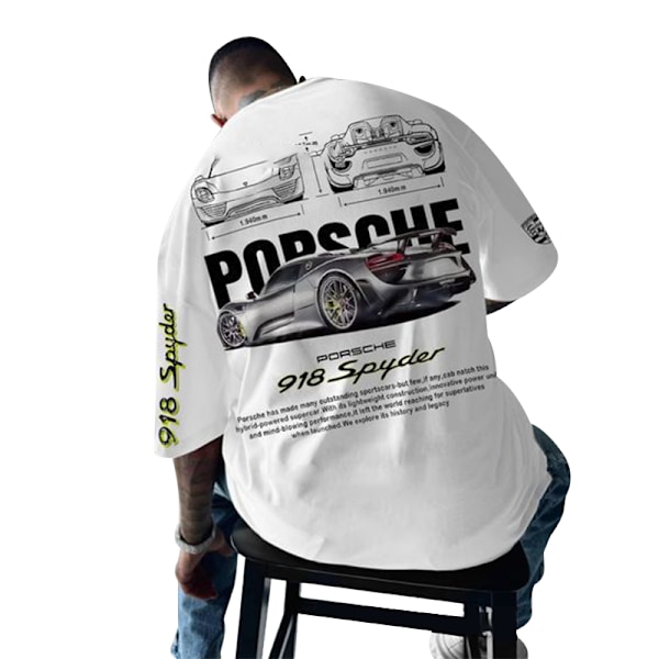 Porsche 911 T-shirt, Bilentusiast Tee, Afslappet T-shirt til Bilentusiaster Q5 XL