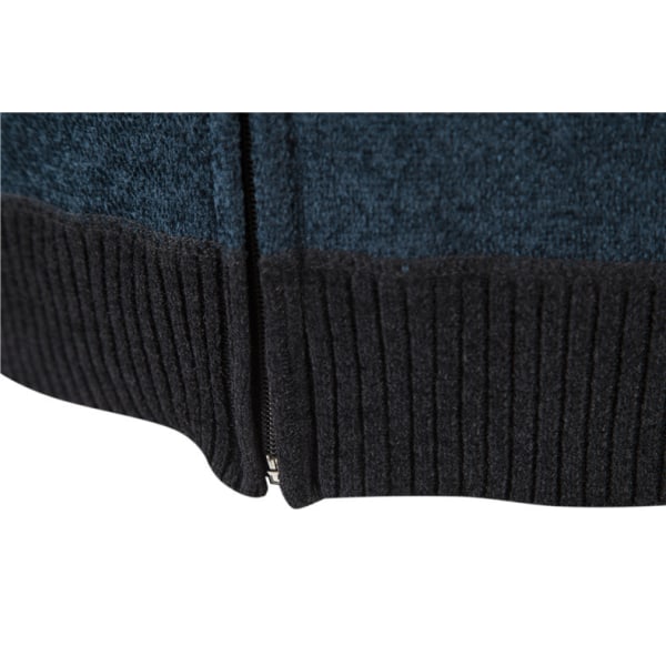 Mænds Strikket Cardigan Varm Jakke Navy blue L