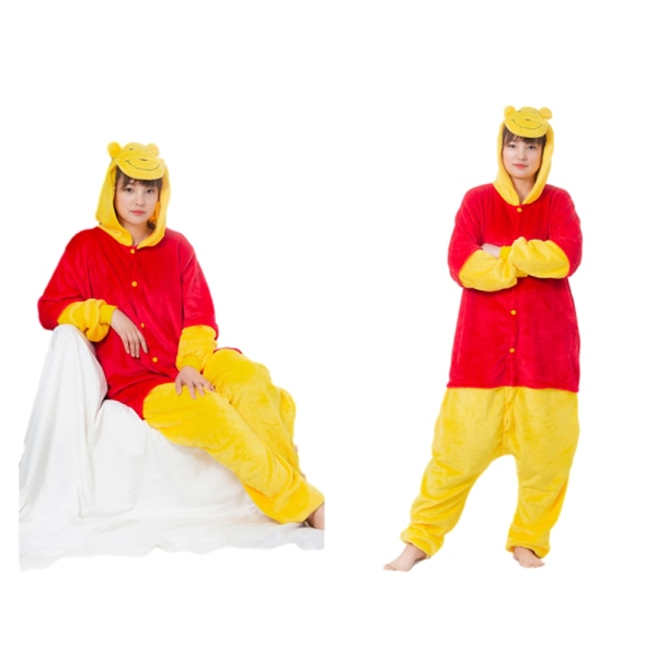 Unisex Aikuisten Onesie-Pyjamat Halloween-Eläinpuku Cosplay-Uniapuku Kotiasu Winnie the Pooh 125