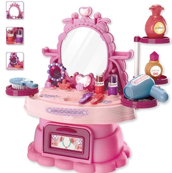 Mini Vanity för små flickor, Spela Vanity Sets Leksaker pink