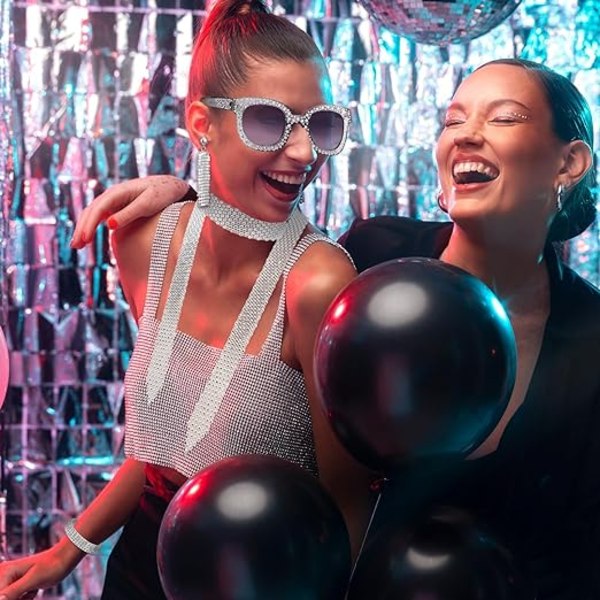5 st 70-tals Disco Tillbehör Kvinna Kostym Smycken Disco Örhängen Sekvensjal Huvudband Sliver A
