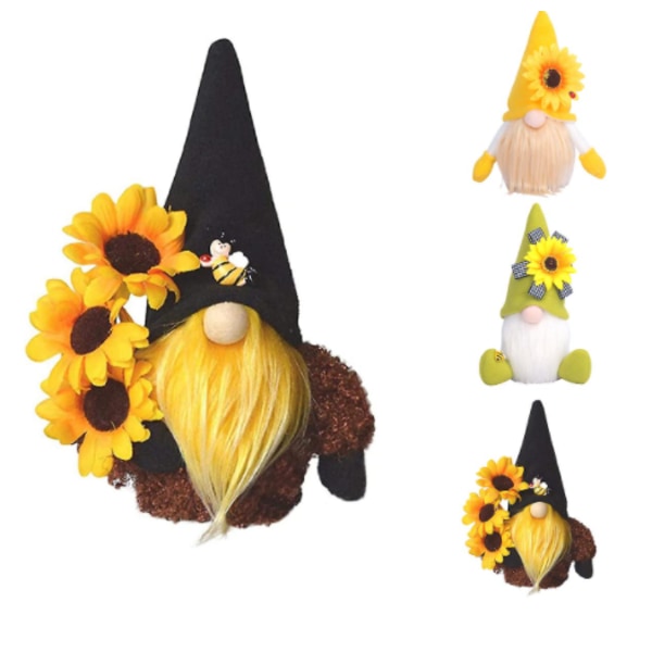 Ansiktslösa docka bi solros söta docka ornament Black