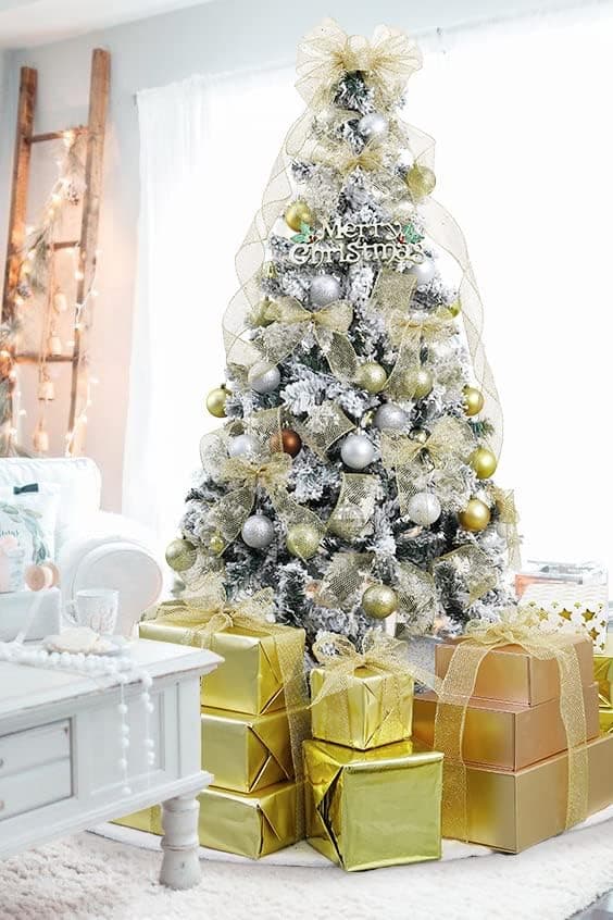 Guld och Silver Mesh DIY Julgran Glitter Mesh Rulle Dekoration Yellow