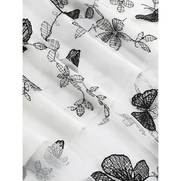 Naisten kukkakirjailtu hame vintage tyllihame White XL