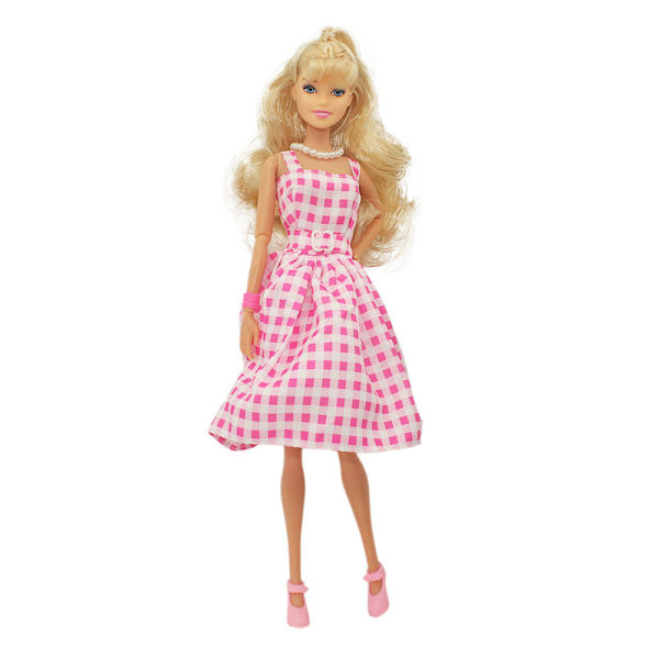 Barbie Filmen Dukke, Samlerdukke I Pink & Hvid Ternet Kjole Q2