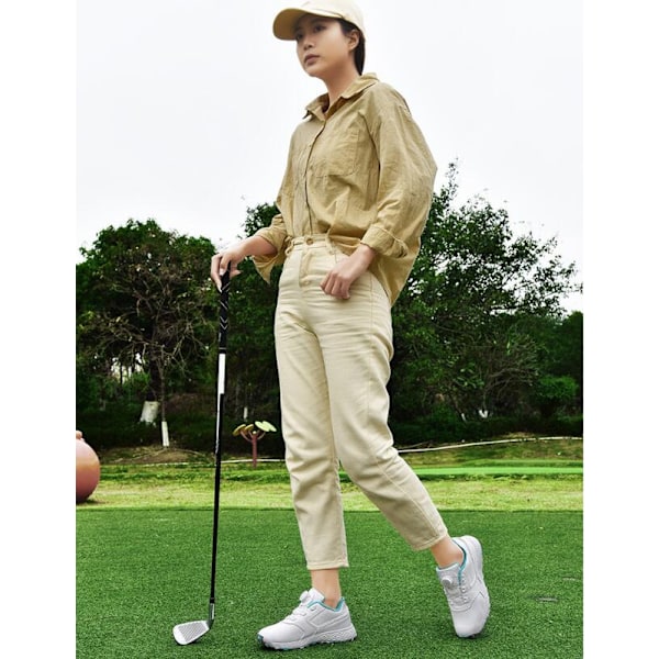 Dame Golf Sko Spikeless Vanntett Golf Sport Sneakers White Grey 41