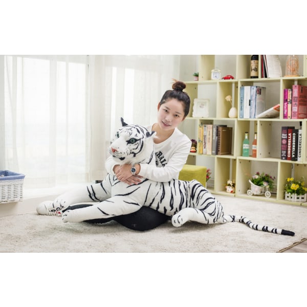 Realistiska mjuka gosedjur Plyschleksak Tiger white 60CM