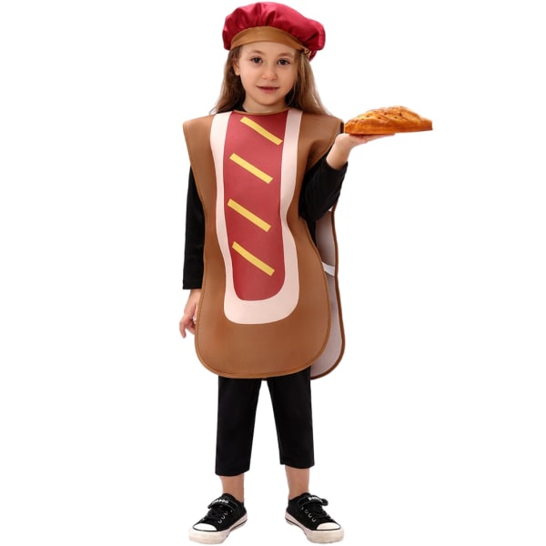 Halloween Kostume til Børn - Pizza, Pølse, Agurk, Ærtebælger, Banan, Gulerod og Vaffel M