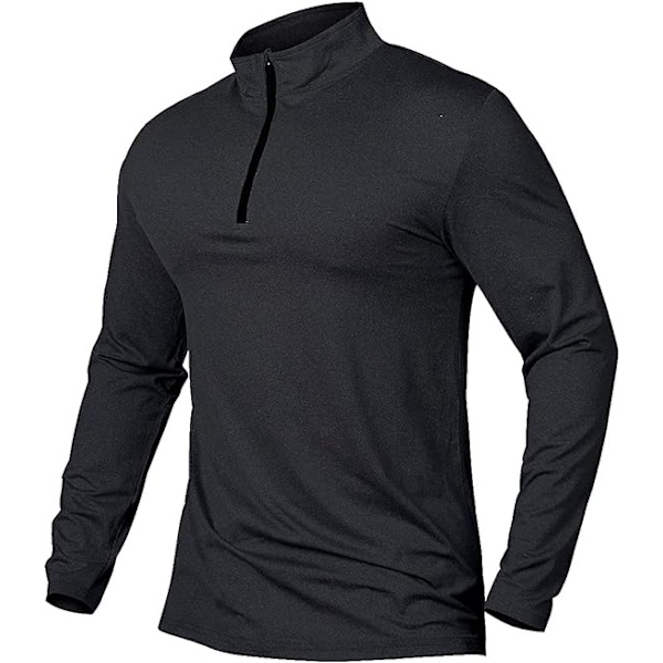 Herrar Långärmad Pullover Snabbtorkande Sweatshirt Topp Black 4XL