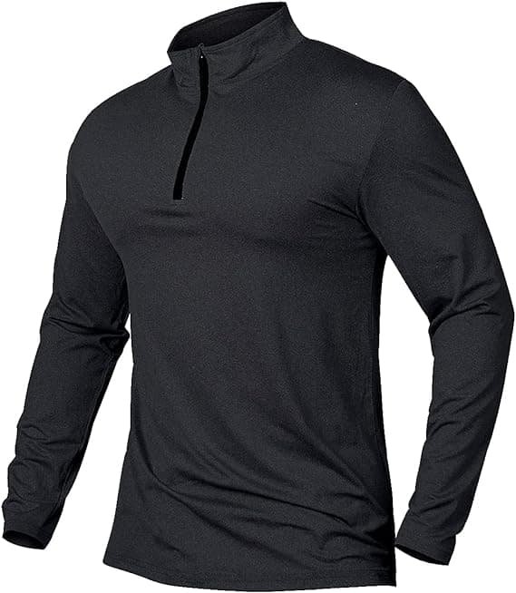 Menn's Langærmet Pullover Hurtigtørkende Genser Topp Black M