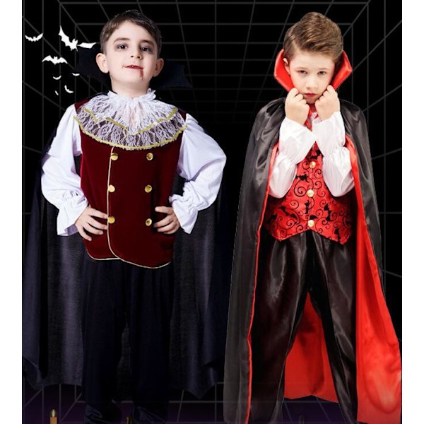 Barnens Halloween Vampyrkostym Cosplayfestdräkt Black S