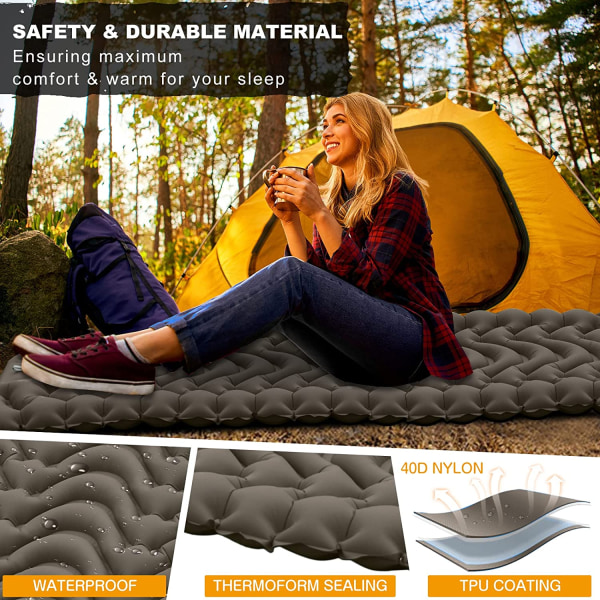 Liggunderlag Ultralätt uppblåsbart liggunderlag för camping LT-04 Grey
