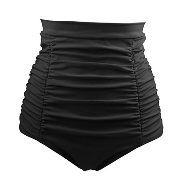 Dame Ruched Højtaljet Bikini Bund Retro Vintage Badetøj black M