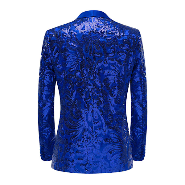 Menners Sequin Blazer Glitrende Glitterjakke Skinnende Blomsterdressjakke Blue M
