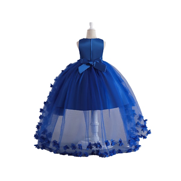 Tyttöjen Kukallinen Mekko Lapsille Elegantti Juhlamekko Hihaton Tutu-Mekko Blue 150