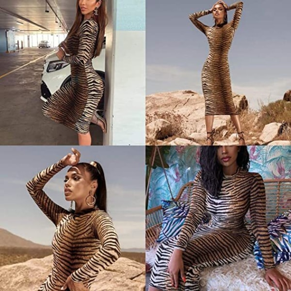 Print -klänning med leopardtryck för kvinnor Tiger M