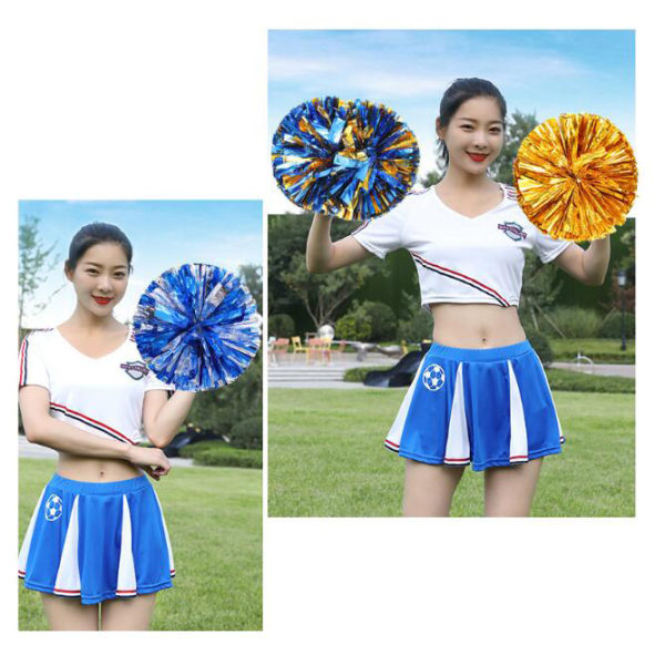 2 st Metalliska Pompoms för Cheerleading green yellow