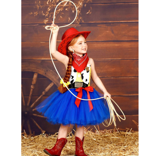 Tutu Dreams Cowgirl Kostym för Flickor med Hatt, Födelsedagsfest Klänning Upp Kläder L