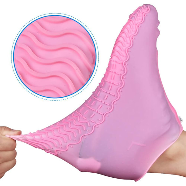 Vedenpitävät kengänsuojukset, uudelleenkäytettävät, liukumattomat sadekengänsuojukset lapsille, miehille ja naisille Pink S