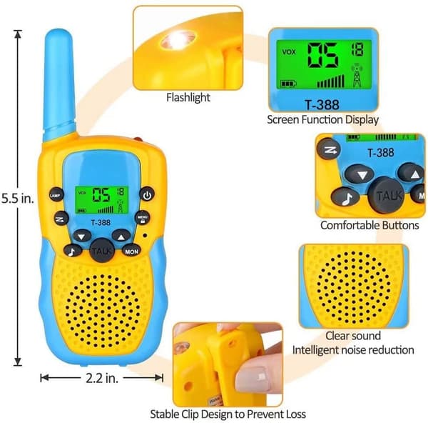 3 km lång räckvidd Barn Walky Talky Black