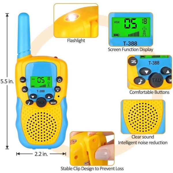 3 km lång räckvidd Walky Talky för barn Blue Yellow