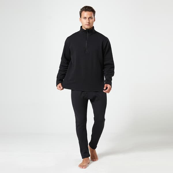 Män's Termisk Underkläder Långa Byxor Set Black XL