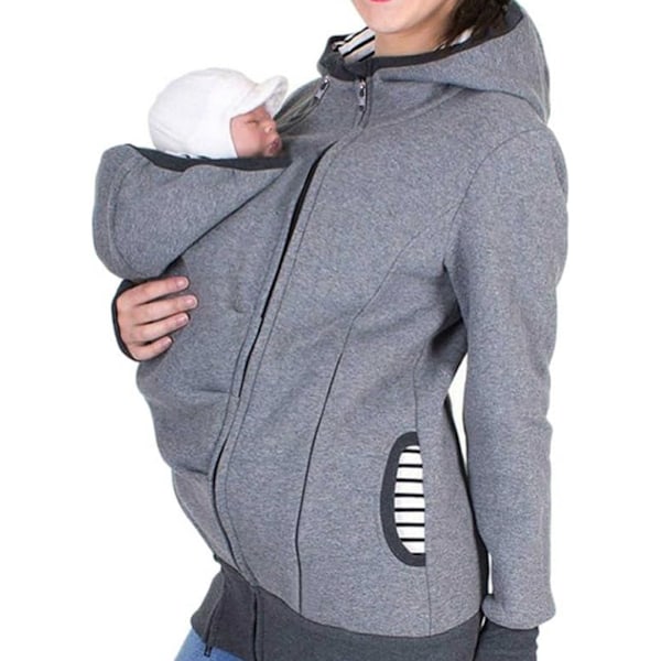 3-i-1 Multifunksjonell Maternitygenser med hette for kvinner Gray M