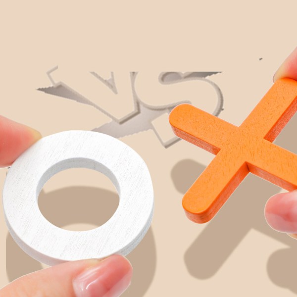 Tic Tac Toe-spel i trä XO Bordsleksak, Barnpusselspel Pedagogiska leksaker Blue