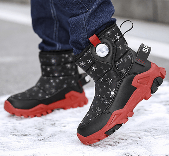 Vintersnöskor för pojkar och flickor black red 2