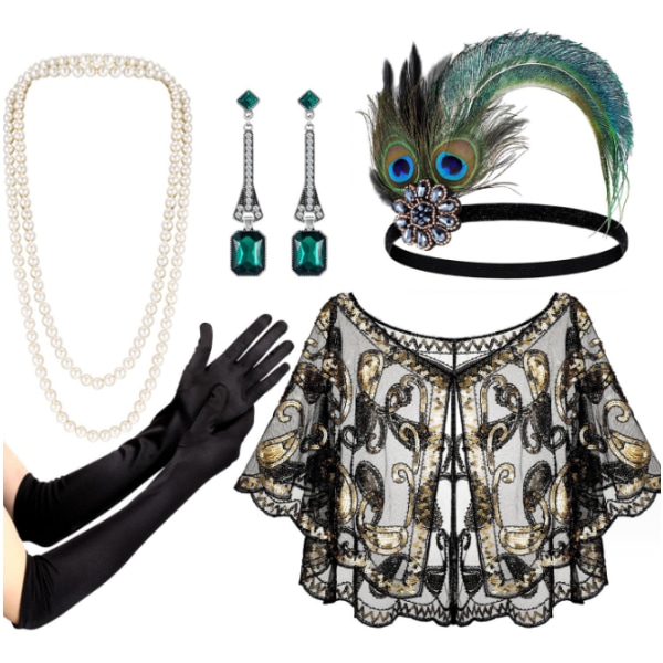 1920-luvun Flapper-asusteet Gatsby-asuun Set 2