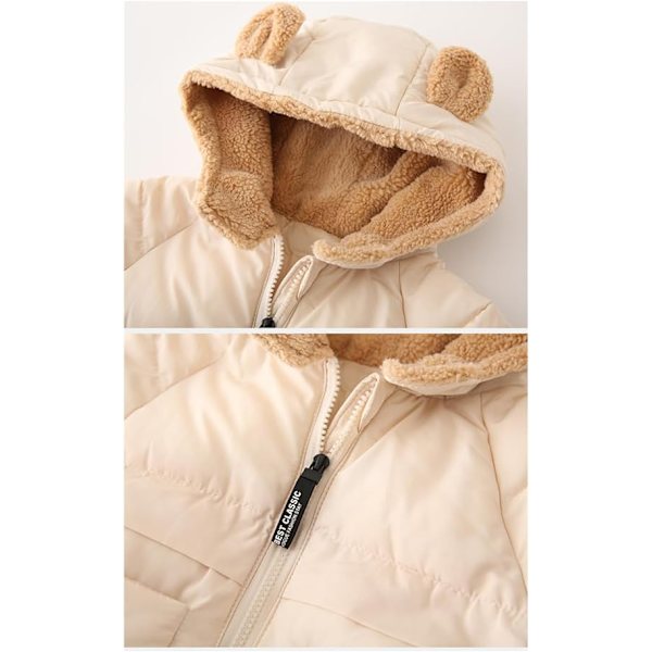 Pige Hooded Varm Bib Vinterjakke White 100CM