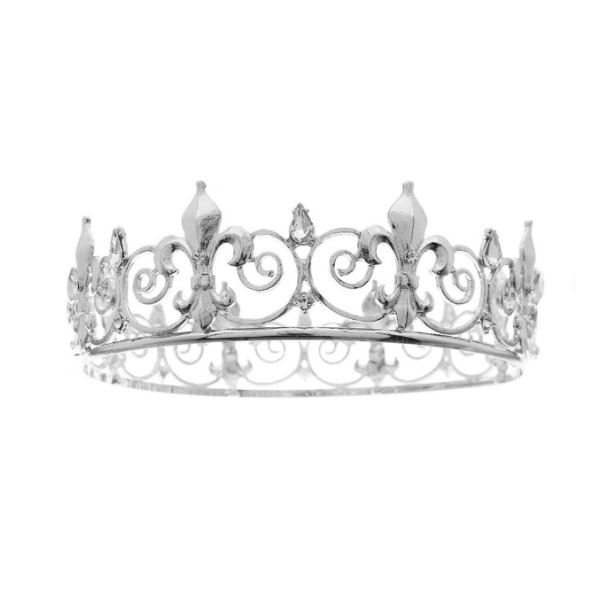 Royal King Crown för män Crystal Tiara Crowns silver