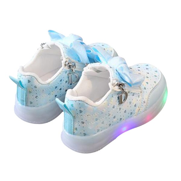 Lille Pige LED Sko Børn Lysende Sneakers Blue 29