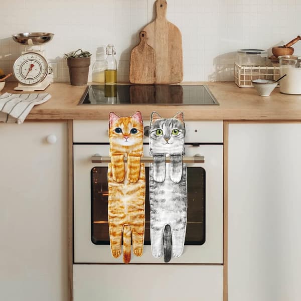 Sjov Kat Håndklæde til Køkken og Badeværelse Orange cat