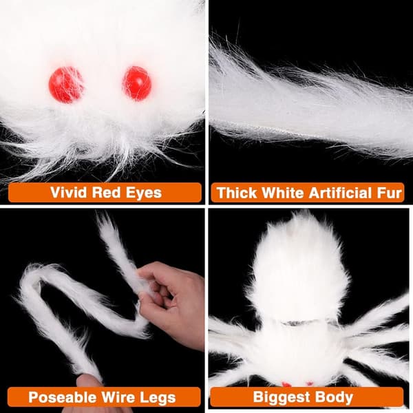59” Halloween Hårig Spindel Utomhus Dekorationer White