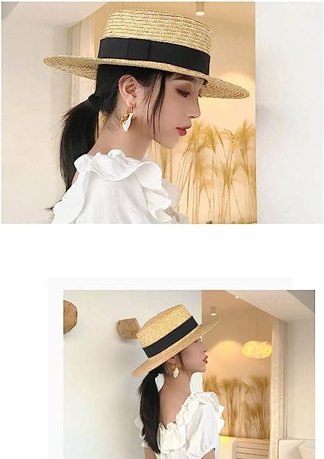 Kvinnor Bred Brätte Straw Panama Sun Hat Beige