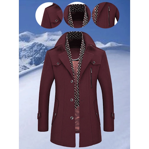 Herrar Herringbone Tweed Lång Kavaj Red M