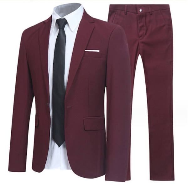 Herrkostym med en knapp och mittveck, 2 delar Red XL