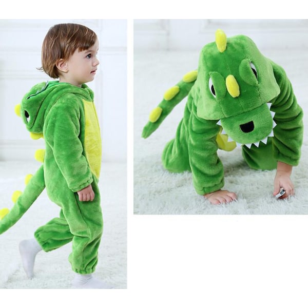Unisex bodysuit med huva för baby dinosaurie Green 80CM
