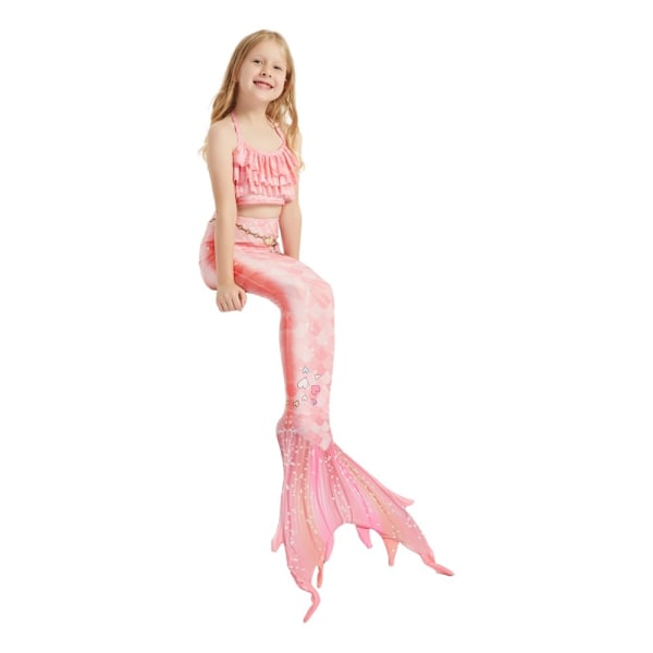 Sjöjungfru-svans Badkläder för Flickor Simning 3-Delar Sjöjungfru Prinsessa Badkläder pink 130cm